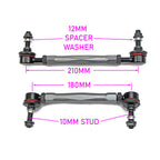 GSP GodSpeed Project 180mm - 210mm Front Sway Bar Adjustable Links Set w/ 10mm Bolts - Universal