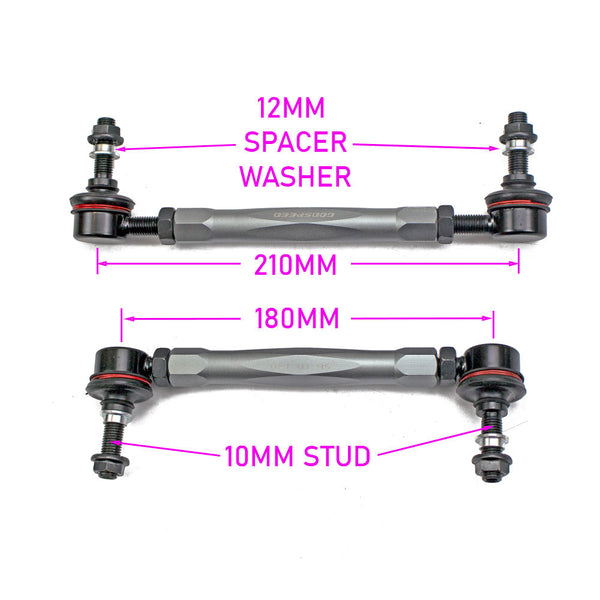 GSP GodSpeed Project 180mm - 210mm Front Sway Bar Adjustable Links Set w/ 10mm Bolts - Universal