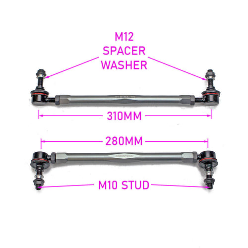 GSP GodSpeed Project 280mm - 310mm Front Sway Bar Adjustable Links Set w/ 10mm Bolts - Universal