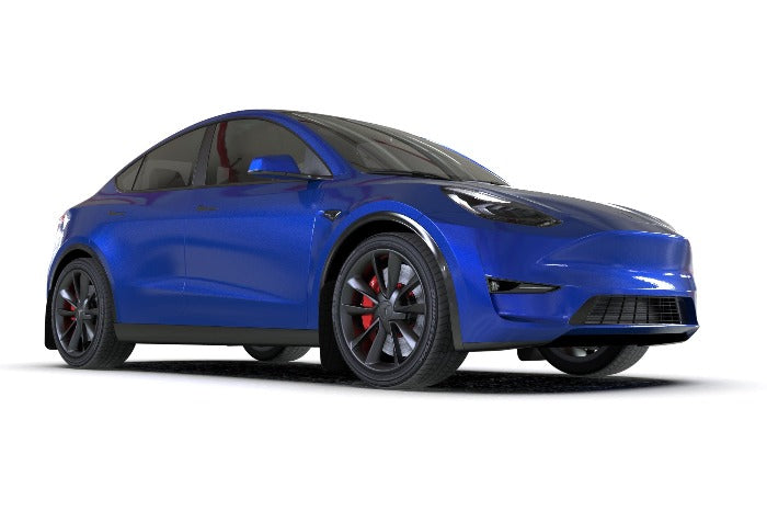 Rally Armor UR Black w/ Red Logo Mud Flaps Set - Tesla Model Y (2020-2023)