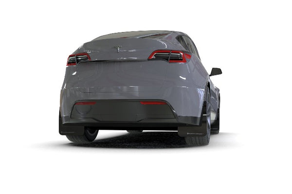 Rally Armor UR Black w/ Grey Logo Mud Flaps Set - Tesla Model Y (2020-2023)