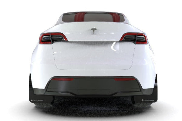 Rally Armor UR Black w/ White Logo Mud Flaps Set - Tesla Model Y (2020-2023)