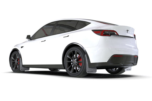 Rally Armor UR Black w/ Grey Logo Mud Flaps Set - Tesla Model Y (2020-2023)