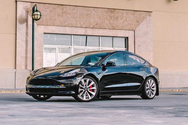 Rally Armor UR Black w/ Dark Grey Logo Mud Flaps Set - Tesla Model 3 (2017-2023)