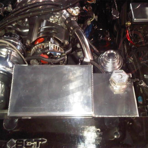 Rev9 Aluminum Engine Coolant Reservoir Overflow Tank - Black - Ford Mustang V8 (1996-2004)